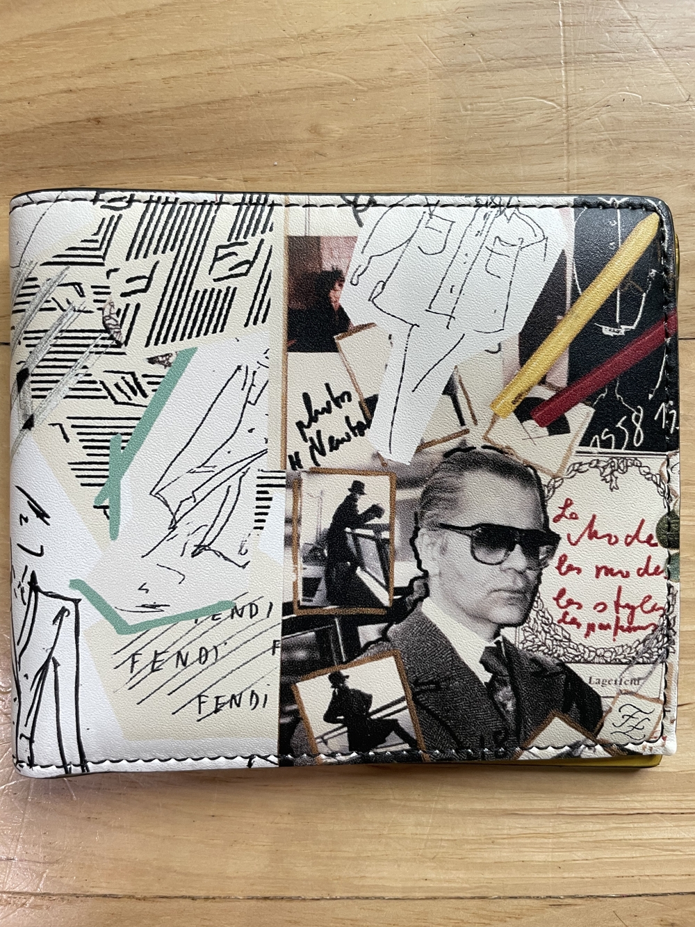 Fendi Karl Kollage Print Bifold Wallet Yellow Interior